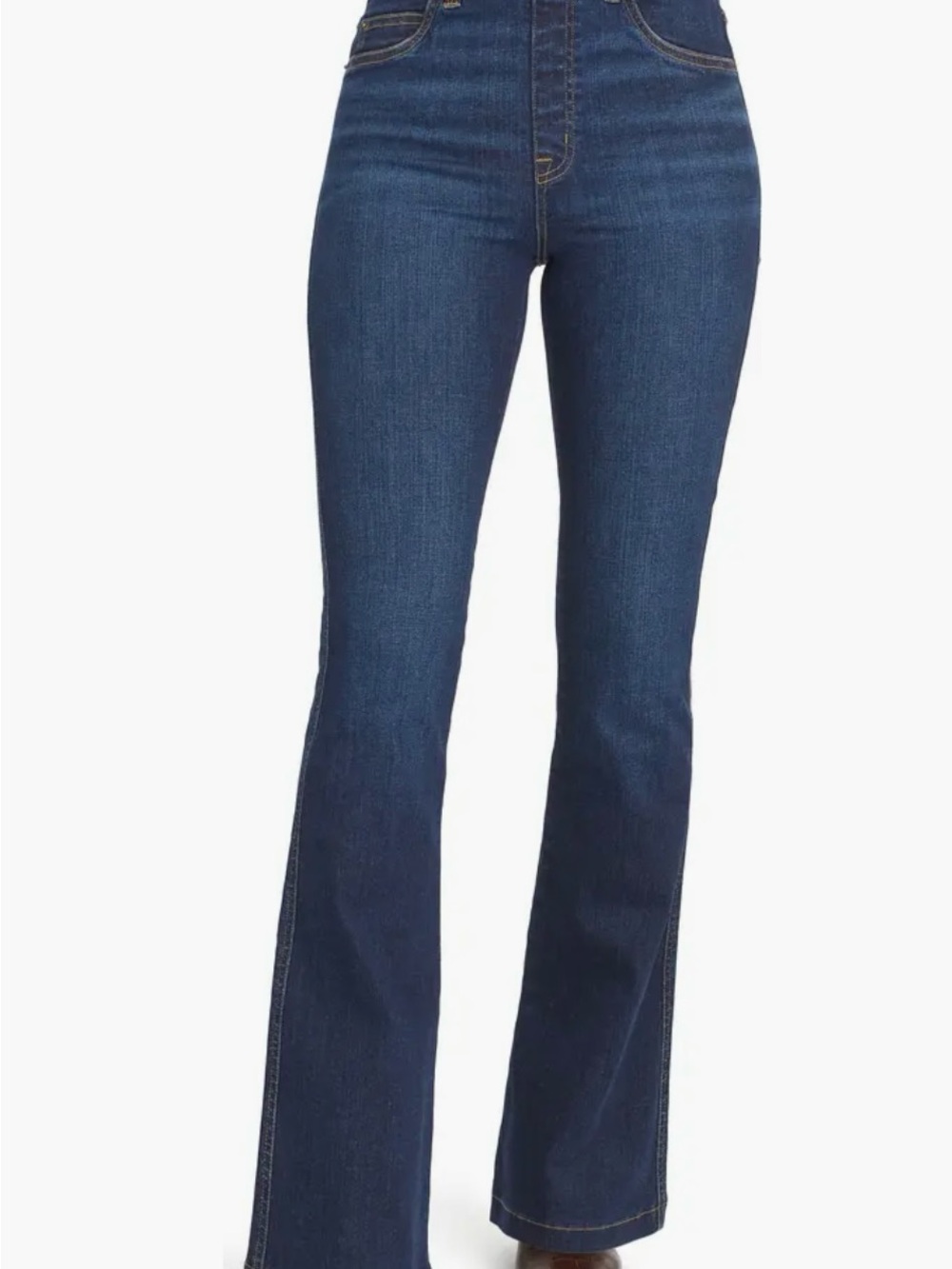 SPANX Dark Blue High-Rise Flare Jeans size Large in Tall